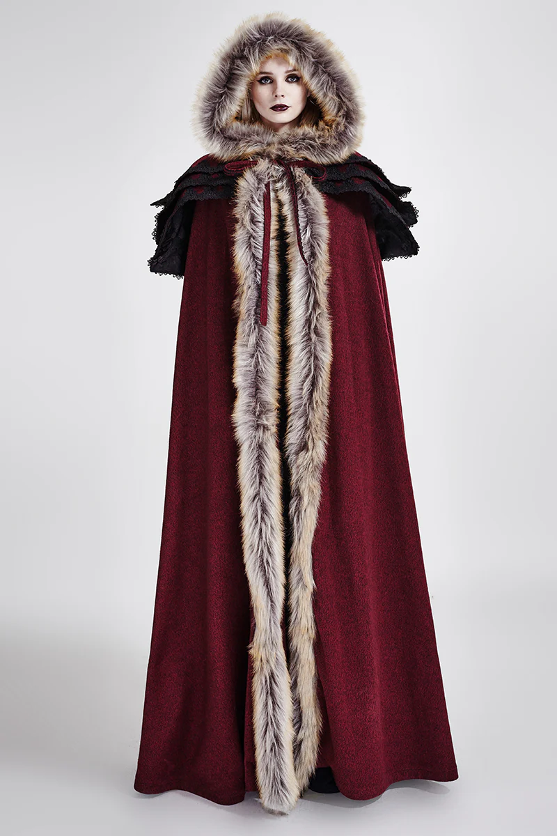 Long Cloak Gothic Trench Coats With Excellent Wool Collar - Image 16