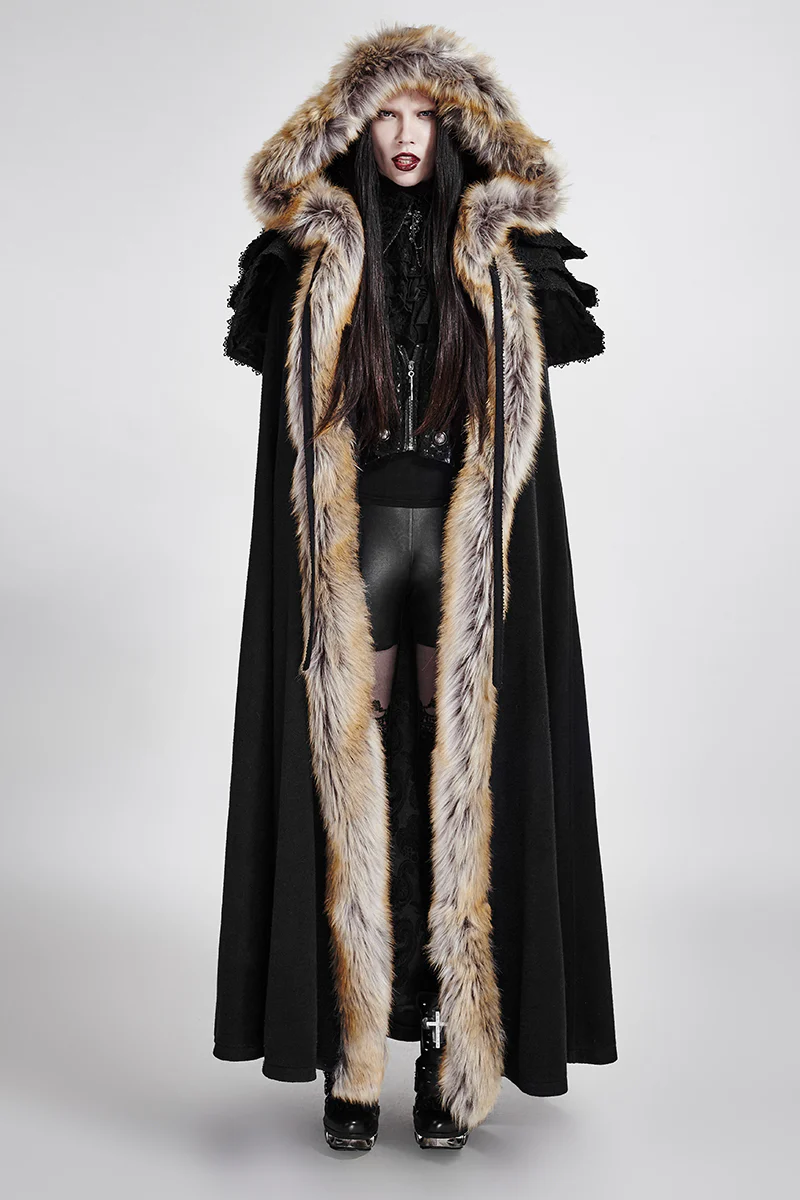 Long Cloak Gothic Trench Coats With Excellent Wool Collar - Image 17