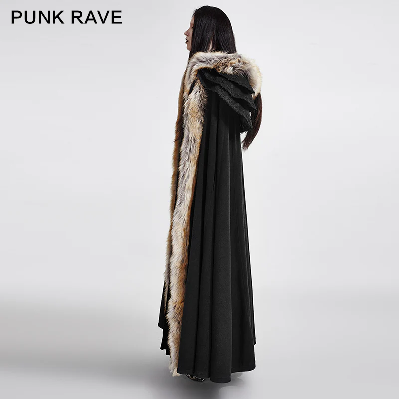 Long Cloak Gothic Trench Coats With Excellent Wool Collar - Image 3