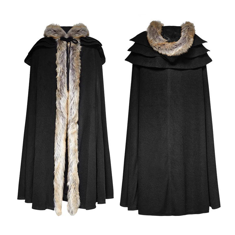 Long Cloak Gothic Trench Coats With Excellent Wool Collar - Image 9