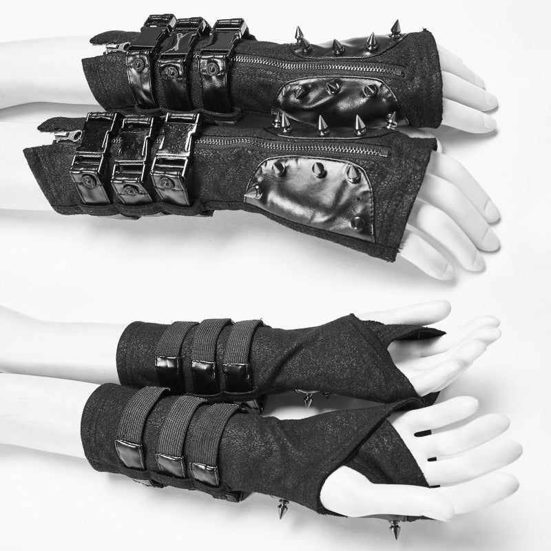 Men And Women Diablo Assassin Punk Rivet Leather Buckles Gloves Arm Warmers - Image 4