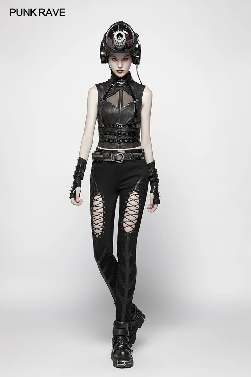 Men And Women Diablo Assassin Punk Rivet Leather Buckles Gloves Arm Warmers - Image 6