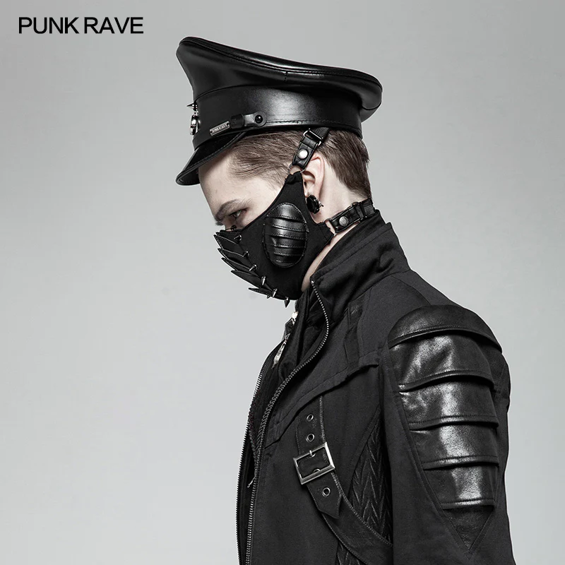 Men Handsome Punk Personality PU Hat With A Skull Pendant - Image 3