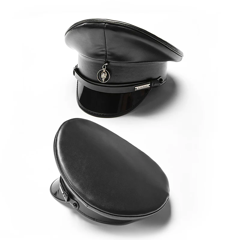 Men Handsome Punk Personality PU Hat With A Skull Pendant - Image 4