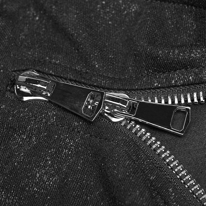 Men's Dark Punk Personality Pullover Hoodie Beveled Zipper Hooded Knitting Sweater - Image 5