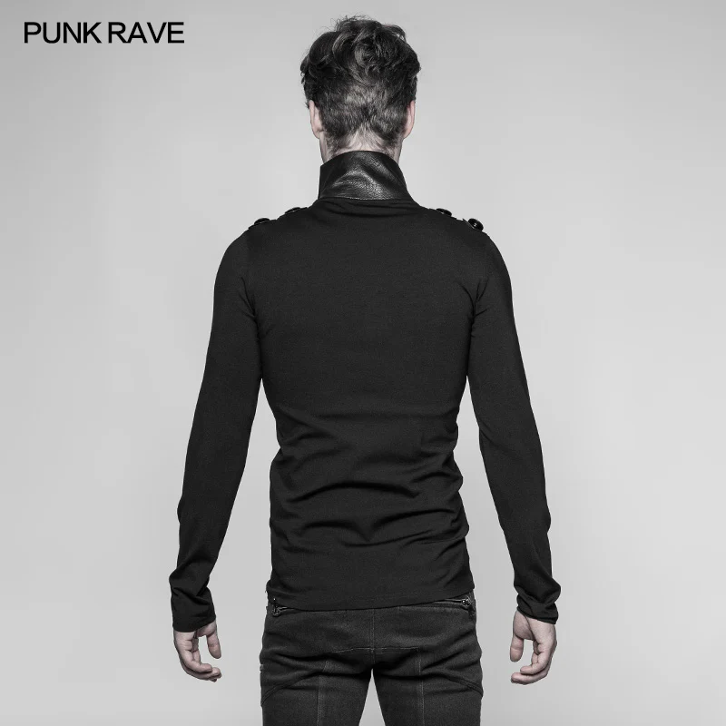 Men's Goth Elastic Knitted Uniform Long-sleeve T-shirt - Image 3