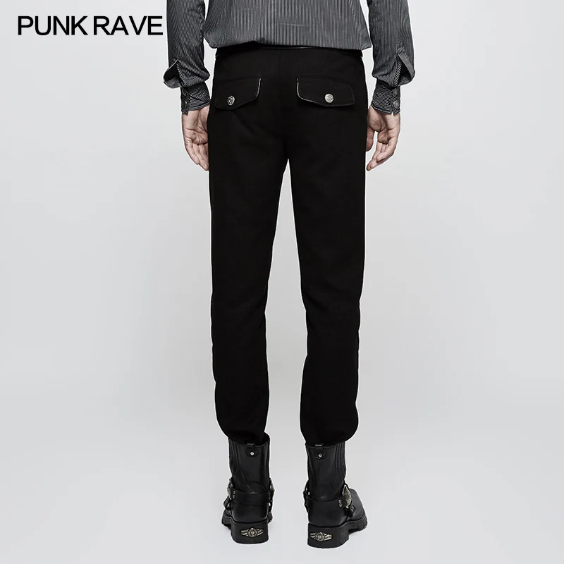 Military Uniform Leisure Punk Pants Suede Suits Woven Striped Worsted Man's Trousers - Image 3