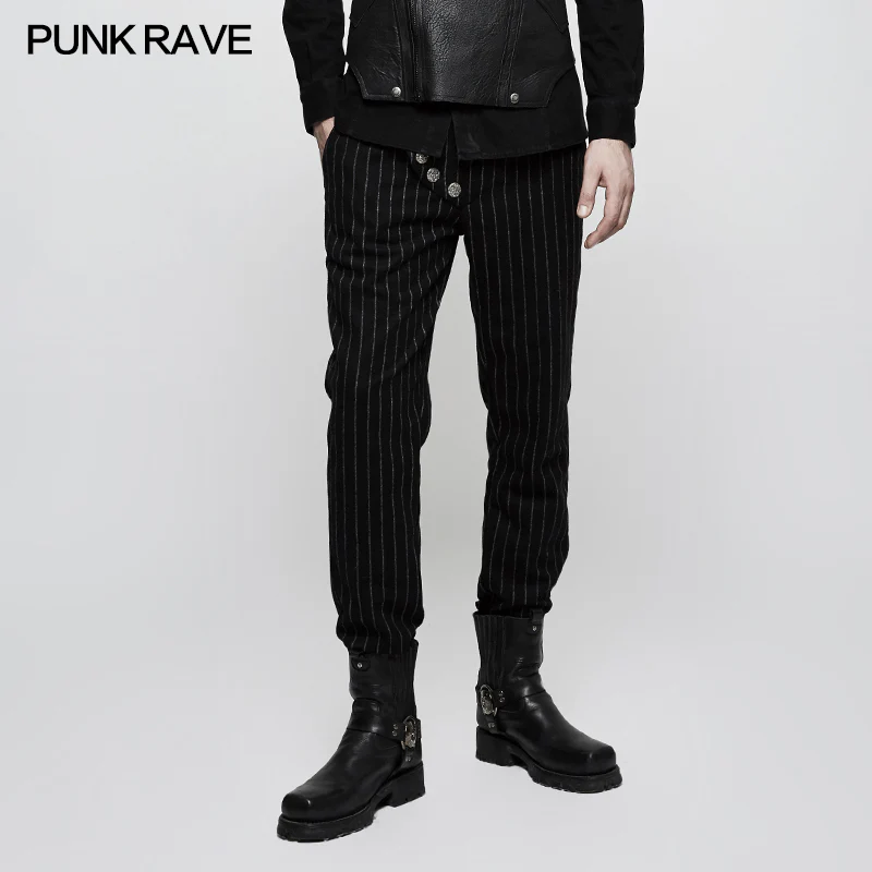 Military Uniform Leisure Punk Pants Suede Suits Woven Striped Worsted Man's Trousers - Image 6