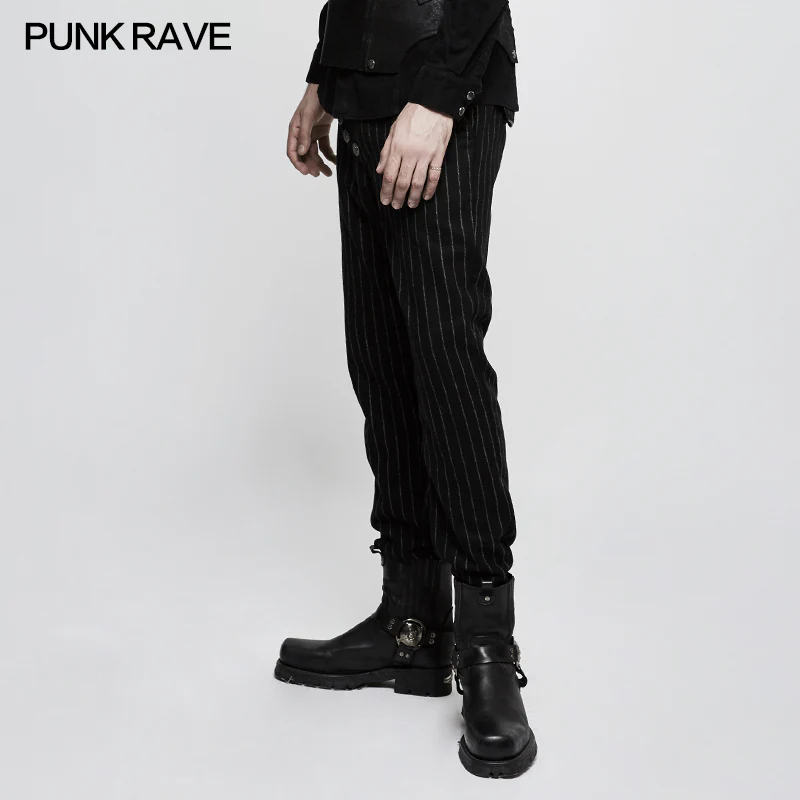 Military Uniform Leisure Punk Pants Suede Suits Woven Striped Worsted Man's Trousers - Image 7