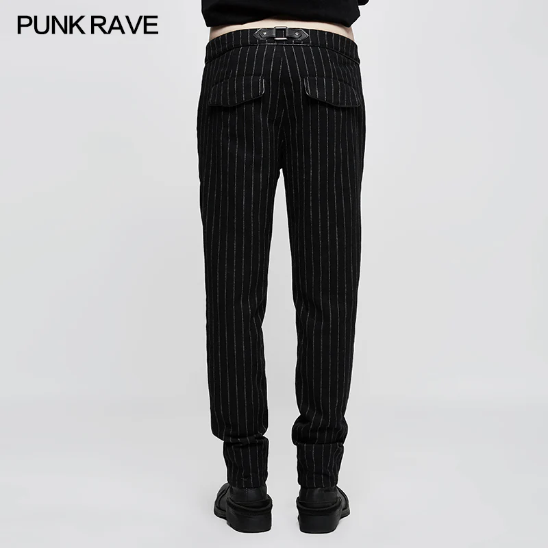 Military Uniform Leisure Punk Pants Suede Suits Woven Striped Worsted Man's Trousers - Image 8