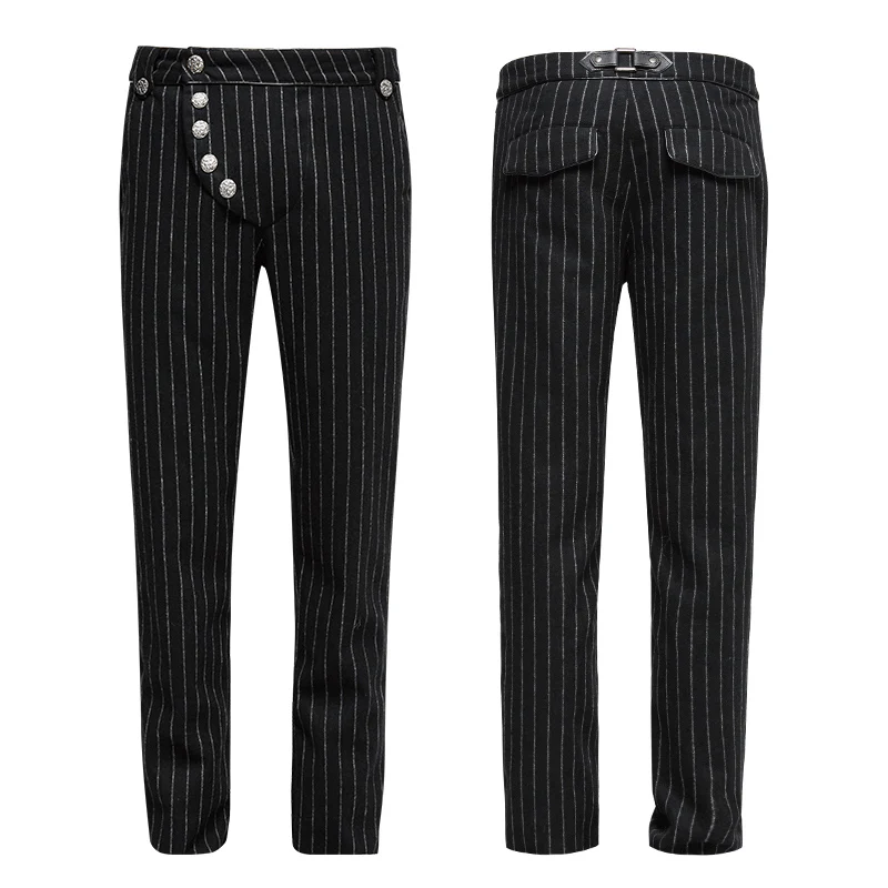 Military Uniform Leisure Punk Pants Suede Suits Woven Striped Worsted Man's Trousers - Image 9