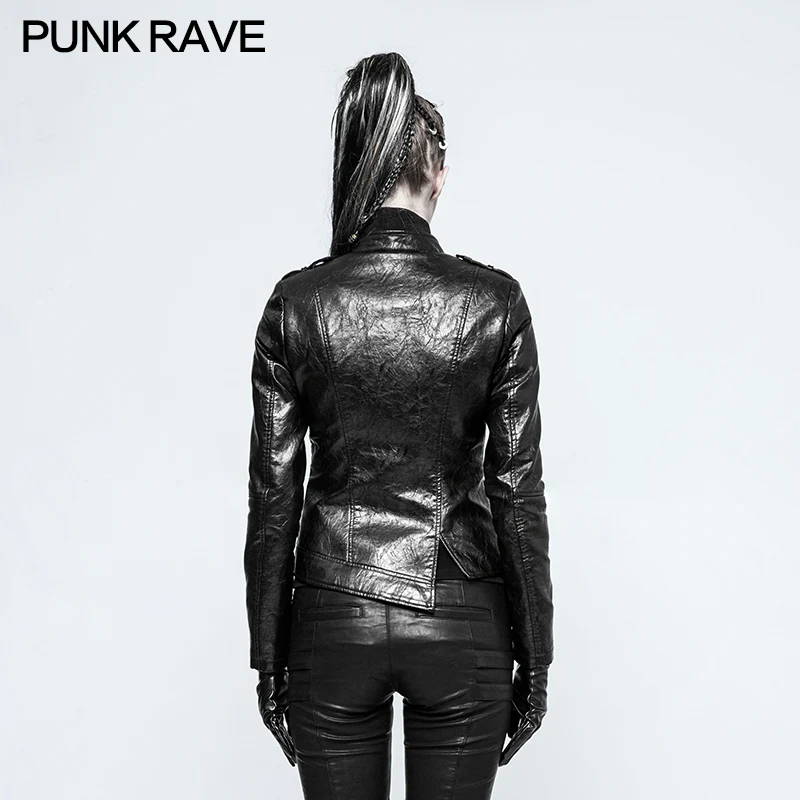 Motorcycle Slim-fitting Leather Punk Jacket For Women - Image 3