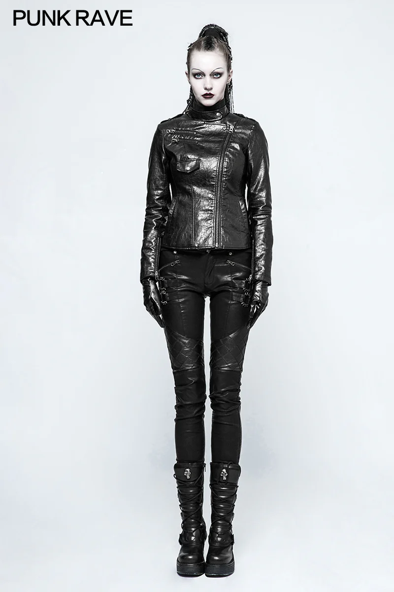 Motorcycle Slim-fitting Leather Punk Jacket For Women - Image 6
