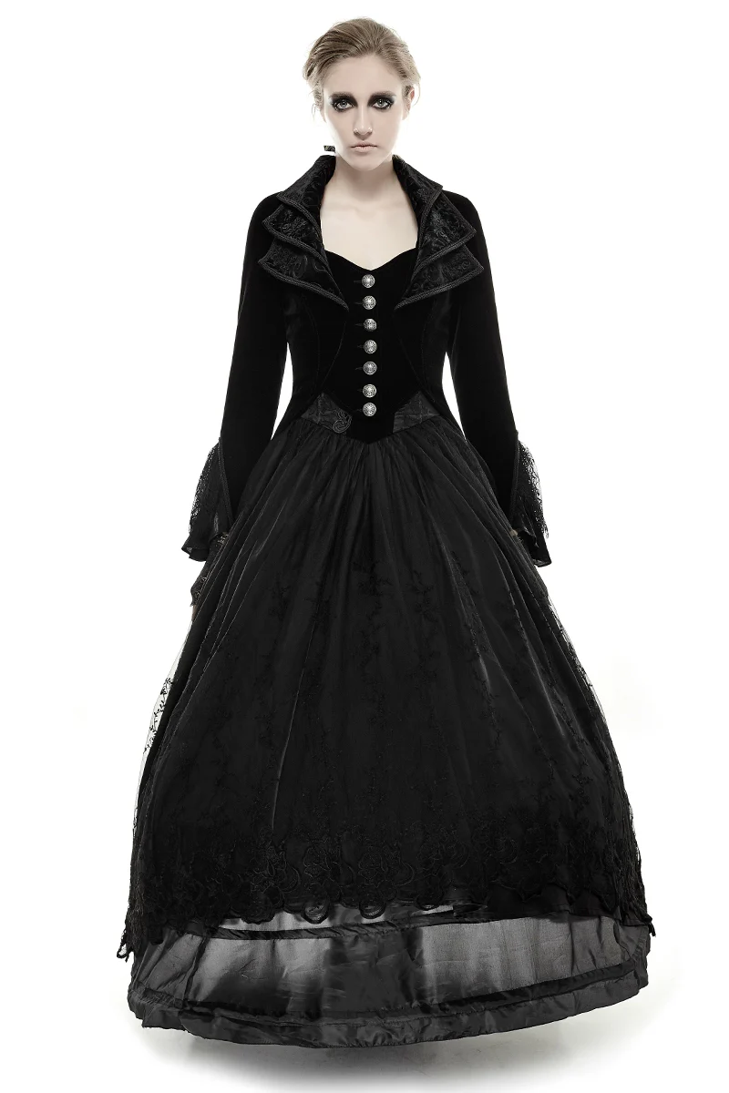 Mystery Women Jacket Elegant Gothic Coat With Lace - Image 6