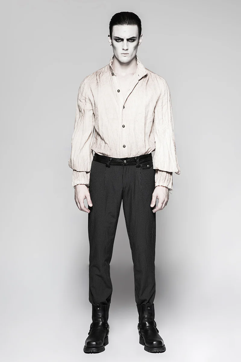 Pinstripe Simple Fitness Chino Punk Pants - Image 11