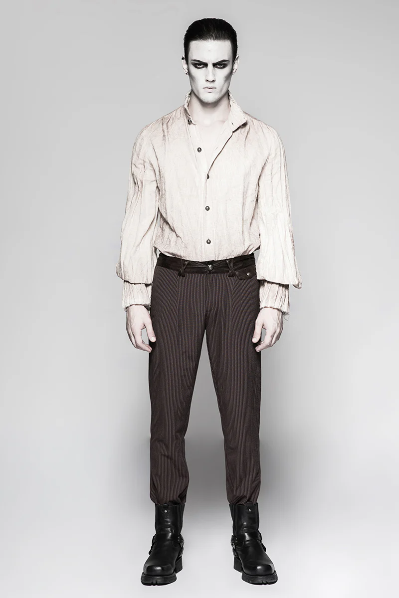 Pinstripe Simple Fitness Chino Punk Pants - Image 12