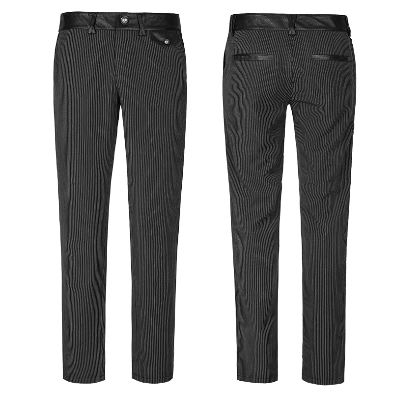 Pinstripe Simple Fitness Chino Punk Pants - Image 4