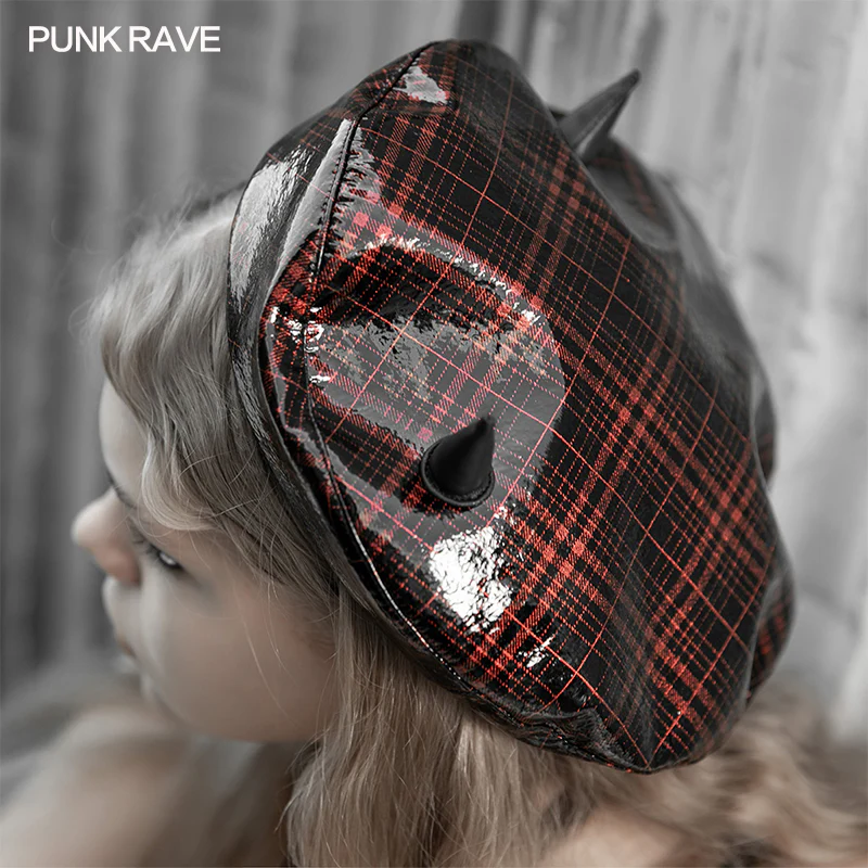 Plaid Little Demon Beret - Image 3