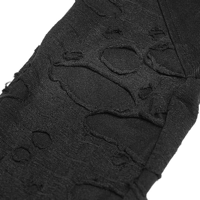 Punk Elastic Stitching Trousers With Broken Hole - Image 6