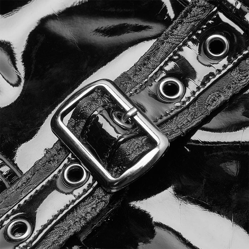 Punk sci-fi art patent leather Chinese style dress - Image 5