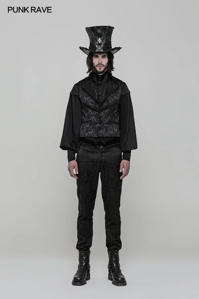 Retro Jacquard Gothic Pants High Waist Trousers - Image 6