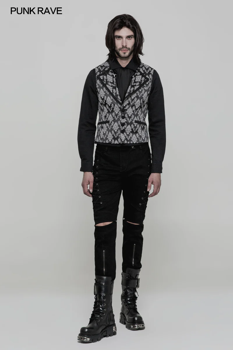 Simple Fashion Jacquard Gothic Vest For Men - Image 4