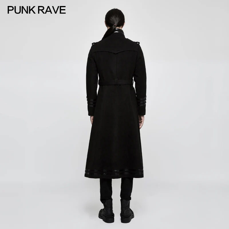 Stand-collar Military Uniform Punk Jacket With Removable Belt - Image 3