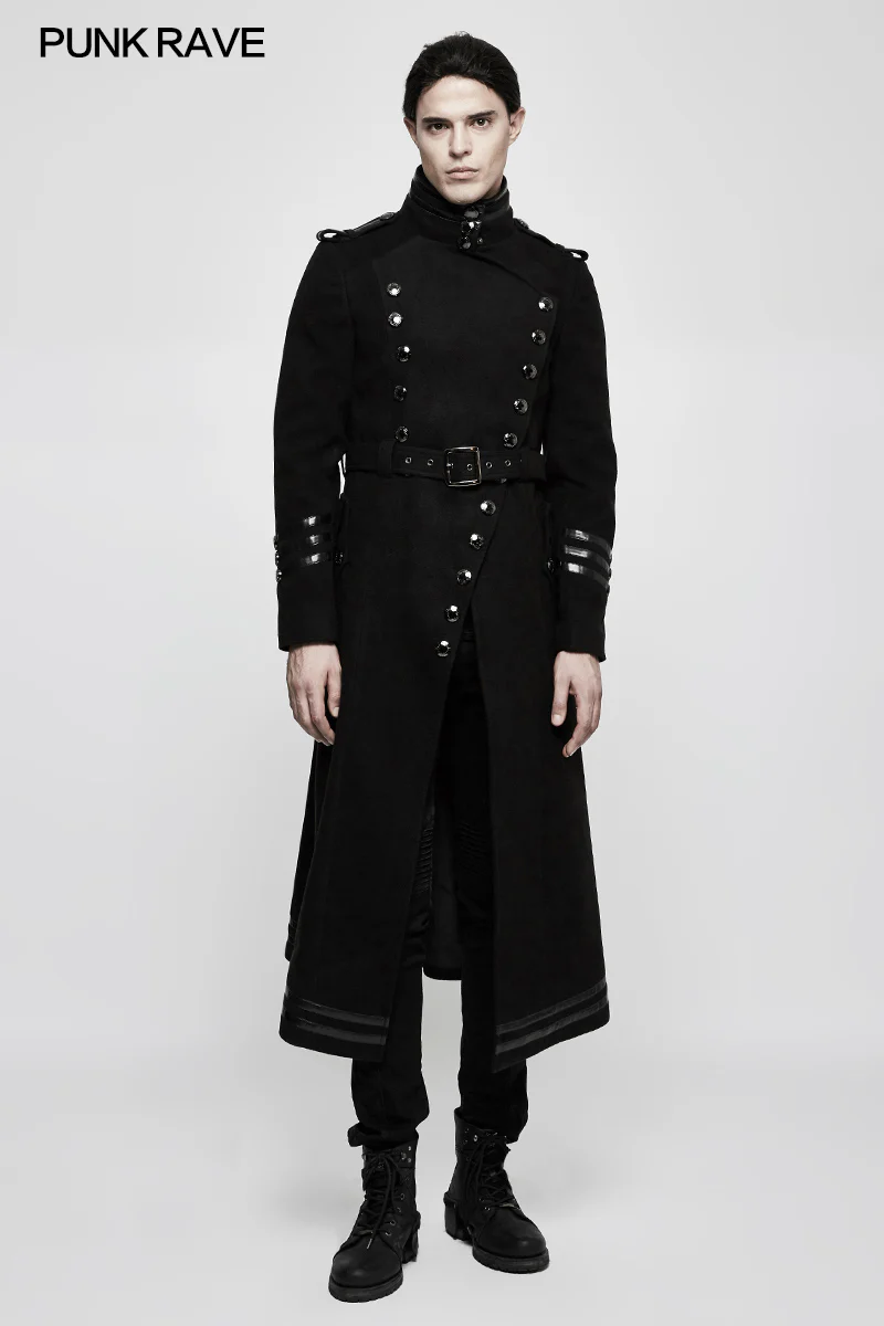 Stand-collar Military Uniform Punk Jacket With Removable Belt - Image 6