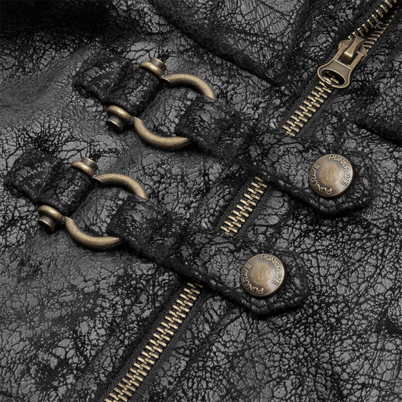 Steam Punk Leather PU Hooded Short Cloak With Lace-up Back - Image 5