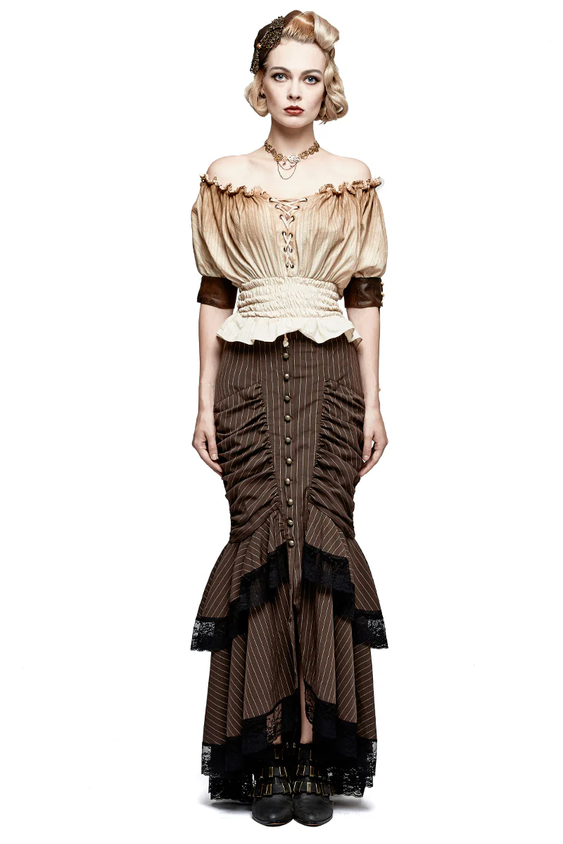 Steampunk Global Top Fashion Reversible Synthetic Slash Neck Punk T-shirts - Image 12