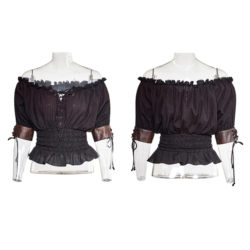 Steampunk Global Top Fashion Reversible Synthetic Slash Neck Punk T-shirts - Image 4