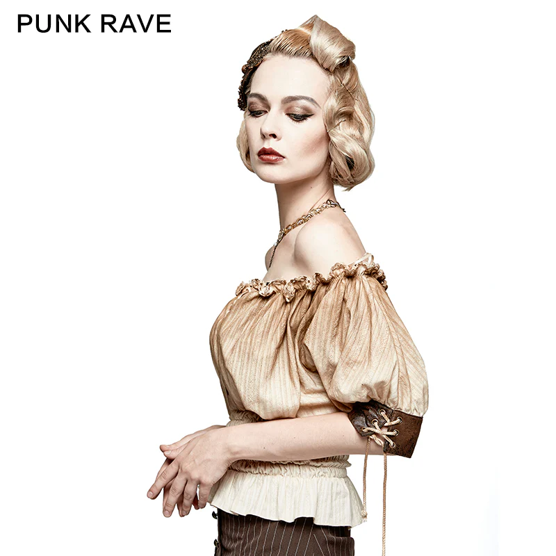 Steampunk Global Top Fashion Reversible Synthetic Slash Neck Punk T-shirts - Image 7