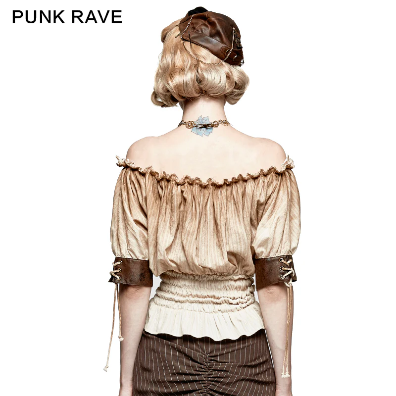 Steampunk Global Top Fashion Reversible Synthetic Slash Neck Punk T-shirts - Image 8