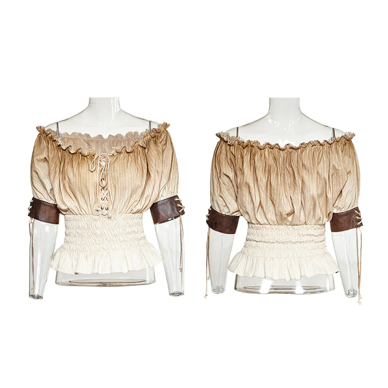 Steampunk Global Top Fashion Reversible Synthetic Slash Neck Punk T-shirts - Image 9