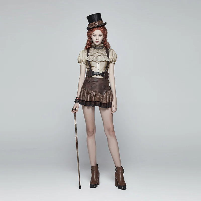 Steampunk Puff Sleeve Shirt Short-sleeved Blouse - Image 10