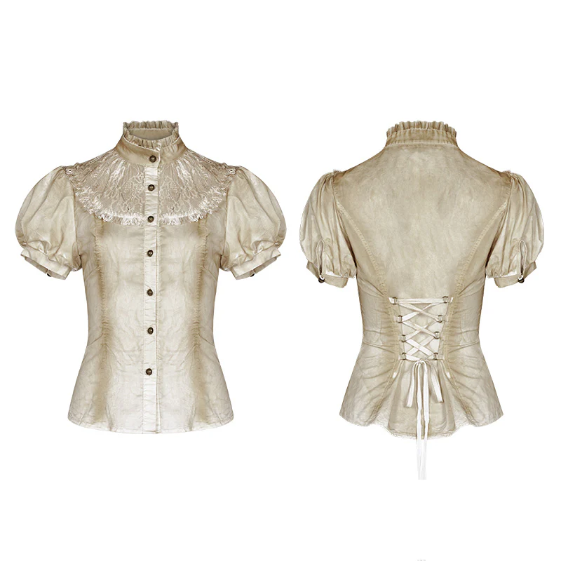 Steampunk Puff Sleeve Shirt Short-sleeved Blouse - Image 11