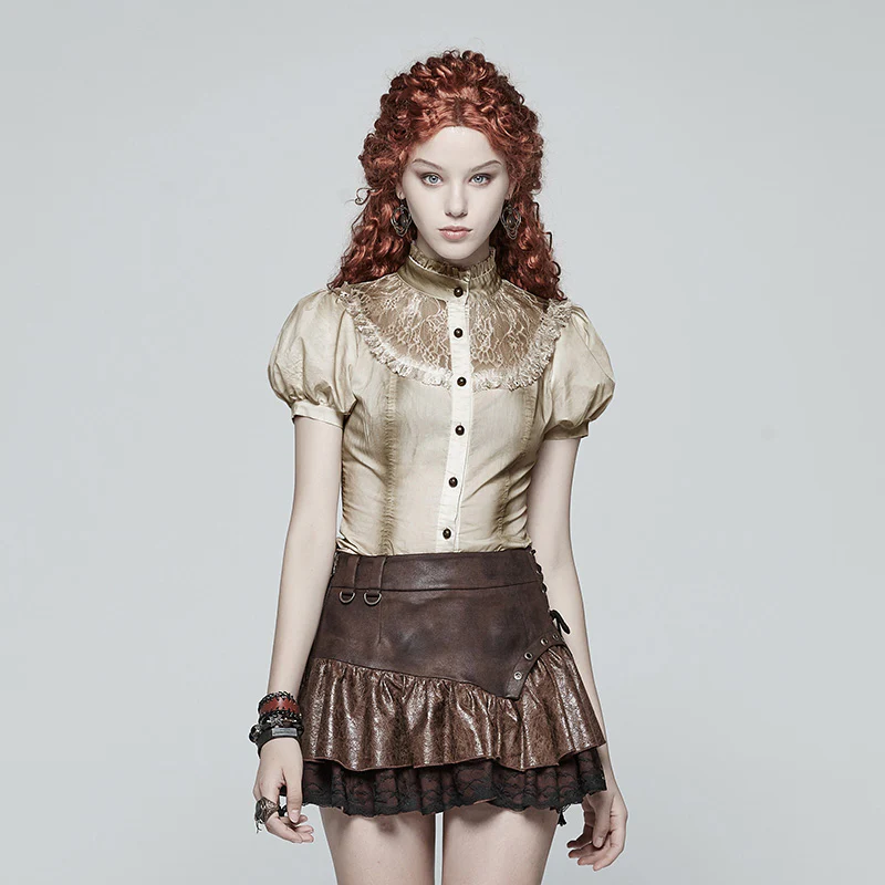 Steampunk Puff Sleeve Shirt Short-sleeved Blouse - Image 7