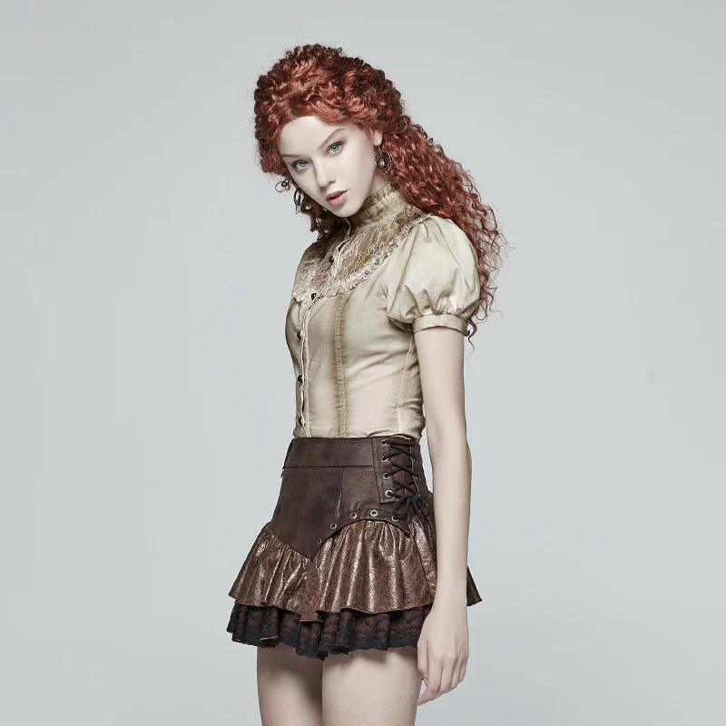 Steampunk Puff Sleeve Shirt Short-sleeved Blouse - Image 8