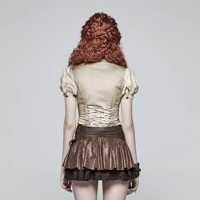 Steampunk Puff Sleeve Shirt Short-sleeved Blouse - Image 9