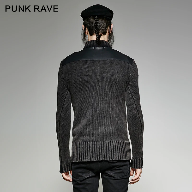 Steampunk Smoked Grey Punk Sweaters With A Belt - Image 3