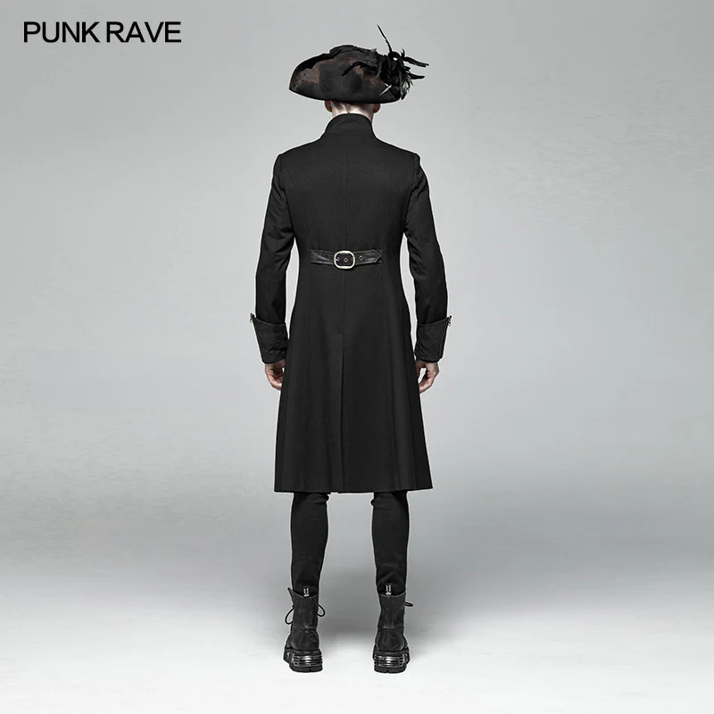 Steampunk Stand-up Collar Mid-length Coat - Image 3