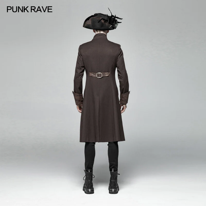 Steampunk Stand-up Collar Mid-length Coat - Image 9