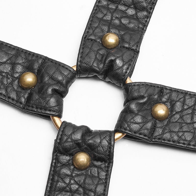 Steampunk Standing Collar Long Sleeve Cross Short Coat - Image 5