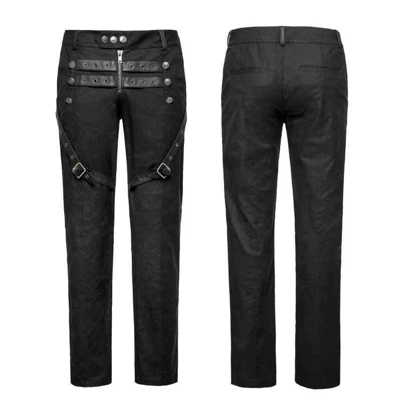 Straight-leg Trousers Men Fasteners Metal Punk Pants - Image 4