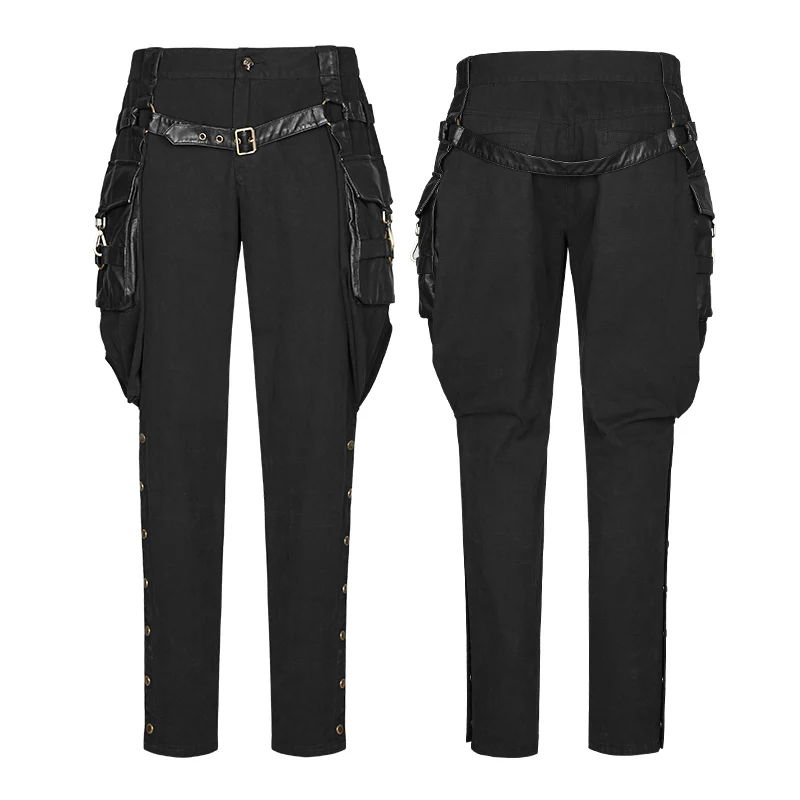 Stretch Woven Punk Pants Riding Breeches With Stereo Pockets - Image 4