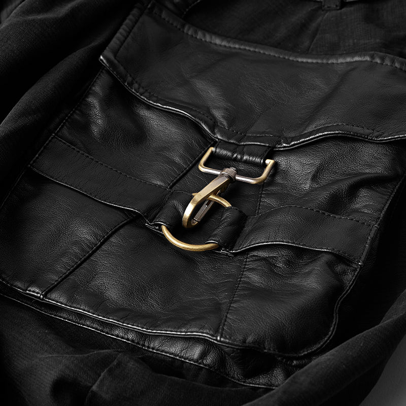 Stretch Woven Punk Pants Riding Breeches With Stereo Pockets - Image 5