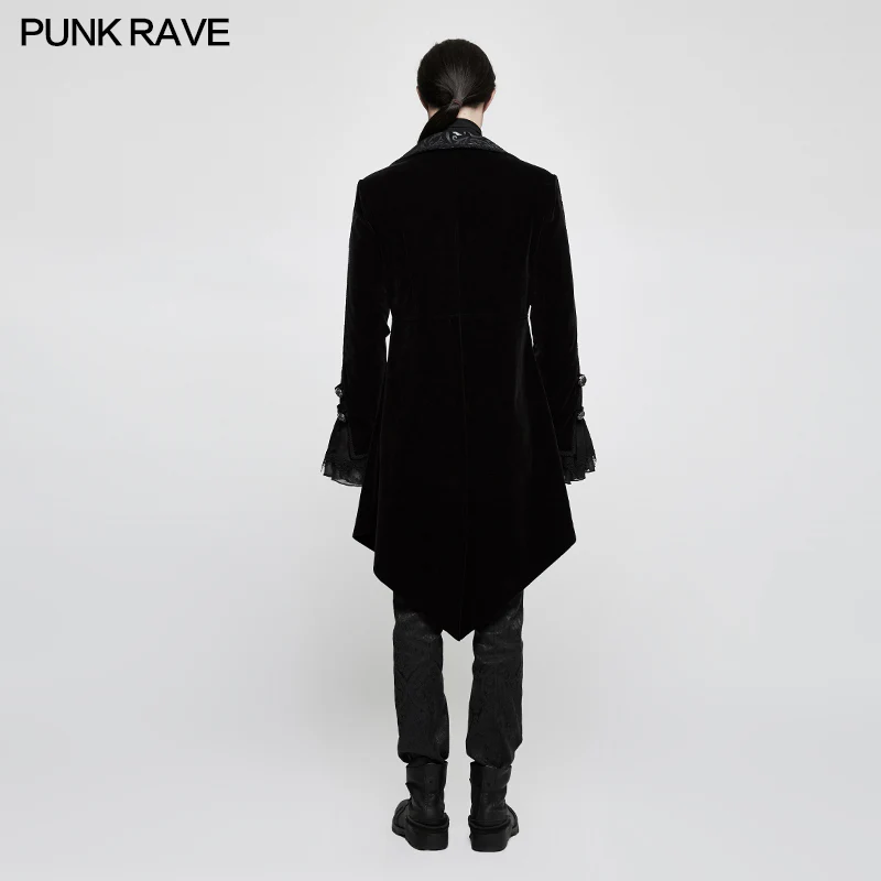 Suede Embossed Velvet Gothic Coat Gorgeous Medium Long Style - Image 3