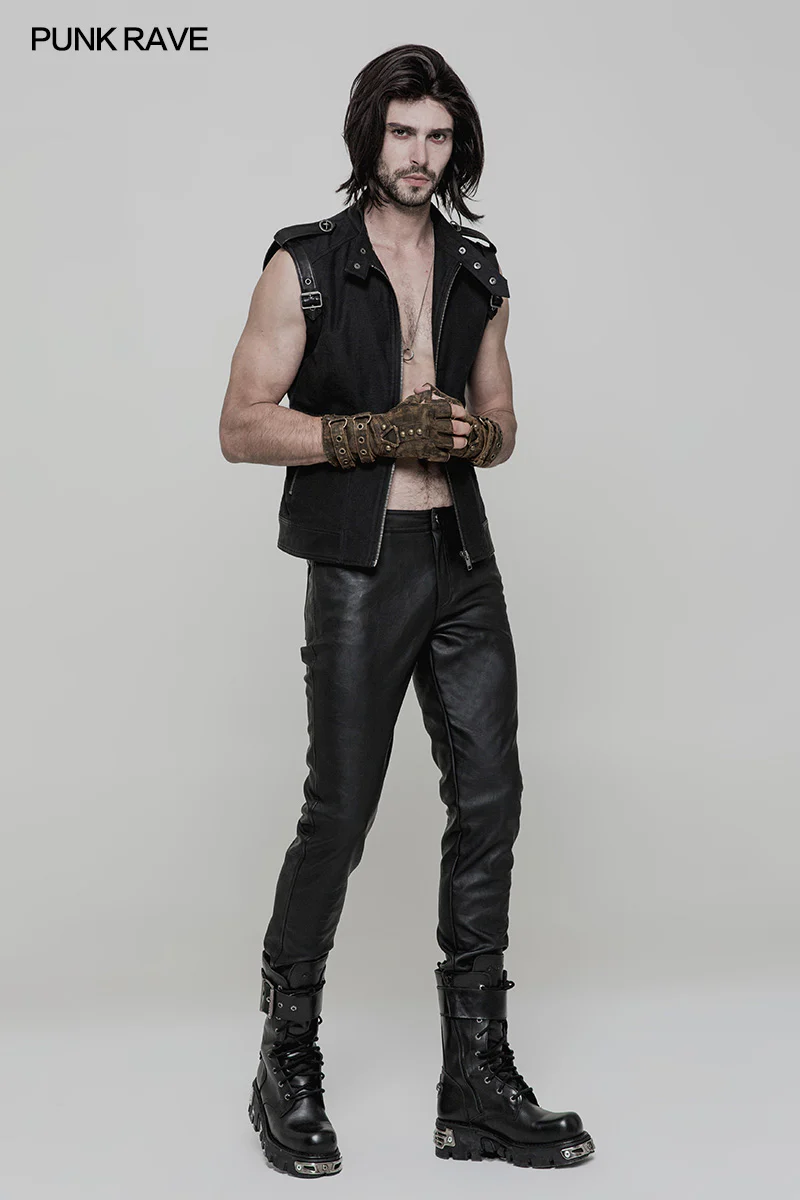 Super Cool Steampunk Leather Gloves Men Punk Accessory - Image 10