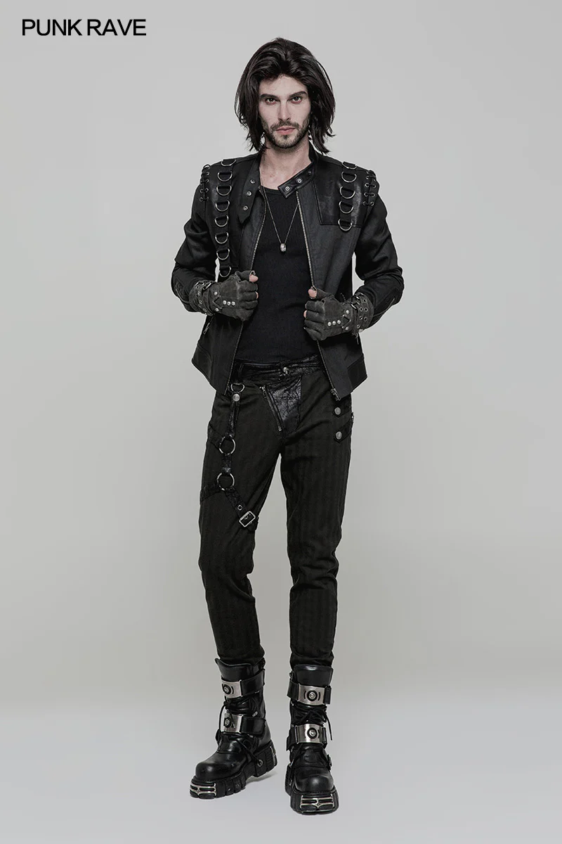 Super Cool Steampunk Leather Gloves Men Punk Accessory - Image 11