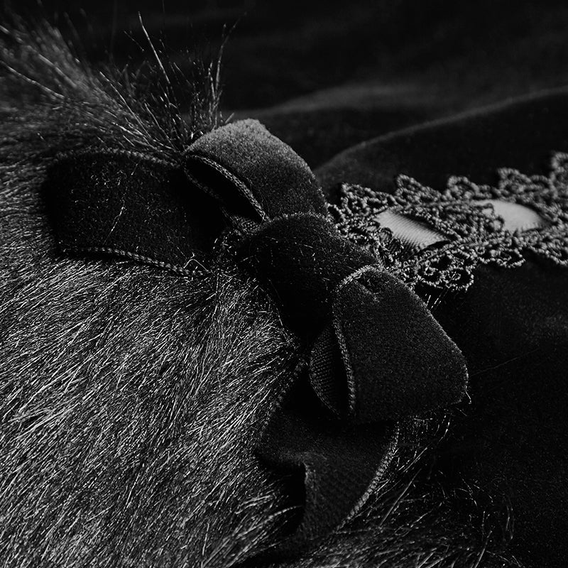 Sweet Lolita Style Velvet Hooded Gothic Coat With Tiered Lace - Image 5